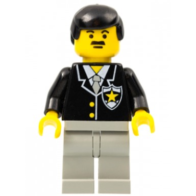 police - suit with sheriff star light gray legs black male hair