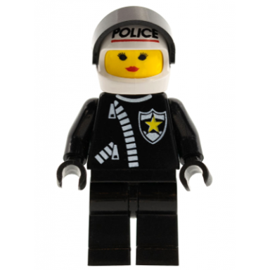 police - zipper with sheriff star white helmet with police pattern black visor female