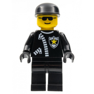 police - zipper with sheriff star black cap black sunglasses