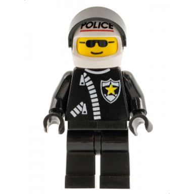 police - zipper with sheriff star white helmet with police pattern black visor sunglasses