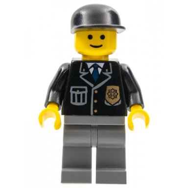 police - city suit with blue tie and badge dark bluish gray legs black cap