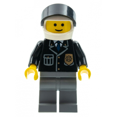 police - city suit with blue tie and badge dark bluish gray legs white helmet black visor