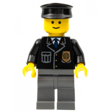 police - city suit with blue tie and badge dark bluish gray legs black hat