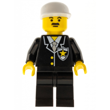 police - suit with sheriff star black legs white cap
