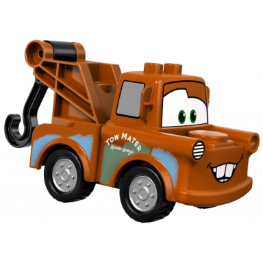duplo tow mater - dark orange hook base silver wheels