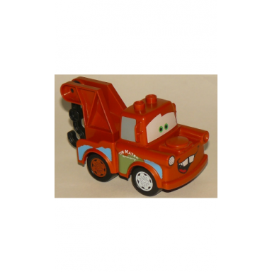 duplo tow mater - dark orange hook base dark orange and light bluish gray wheels