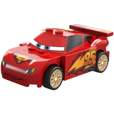 lightning mcqueen - piston cup hood white and gold wheels red 2 x 8 plate 3 green 1 x 2 plates