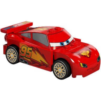 lightning mcqueen - piston cup hood white and gold wheels red 2 x 8 plate 3 yellow 1 x 2 plates
