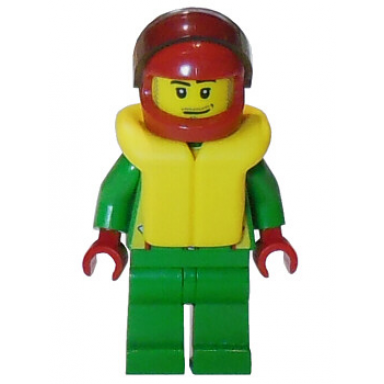 octan - green jacket with pockets smirk and stubble beard life jacket