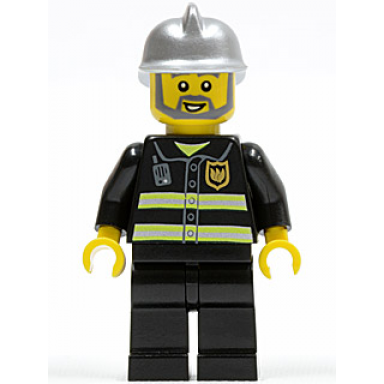 fire - reflective stripes black legs silver fire helmet gray beard