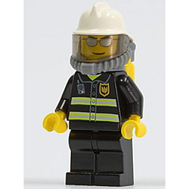 fire - reflective stripes black legs white fire helmet silver sunglasses breathing neck gear with air tanks