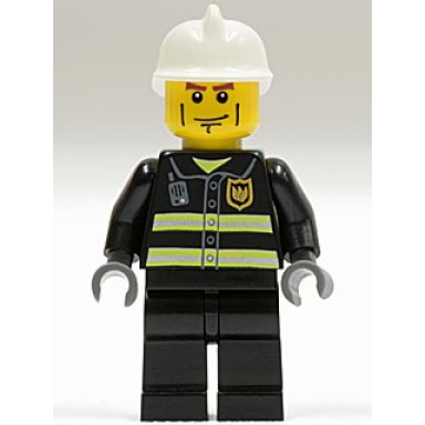 fire - reflective stripes black legs white fire helmet cheek lines dark bluish gray hands