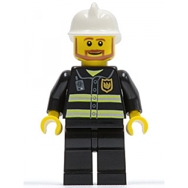 fire - reflective stripes black legs white fire helmet brown beard angular