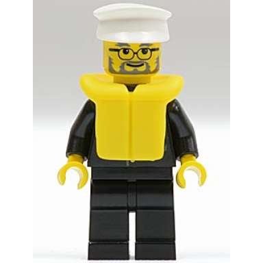 police - city suit with blue tie and badge black legs white hat life jacket