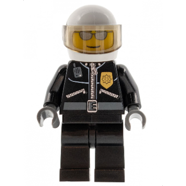 police - city leather jacket with gold badge white helmet trans-brown visor silver sunglasses