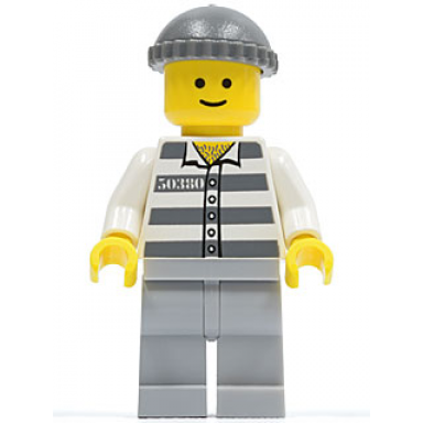 police - jail prisoner 50380 prison stripes light bluish gray legs dark bluish gray knit cap