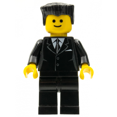 suit black black flat top hair standard grin