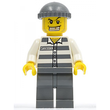 police - jail prisoner 50380 prison stripes dark bluish gray legs dark bluish gray knit cap gold tooth