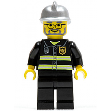 fire - reflective stripes black legs silver fire helmet glasses and beard