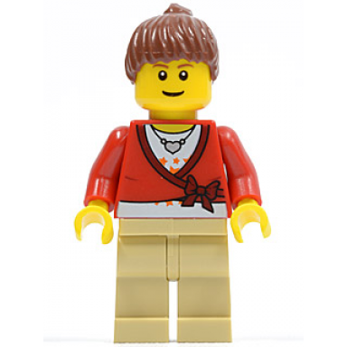 sweater cropped with bow heart necklace tan legs reddish brown hair female ponytail brown eyebrows thin grin