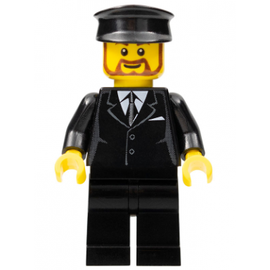 suit black black police hat brown beard rounded - tram driver
