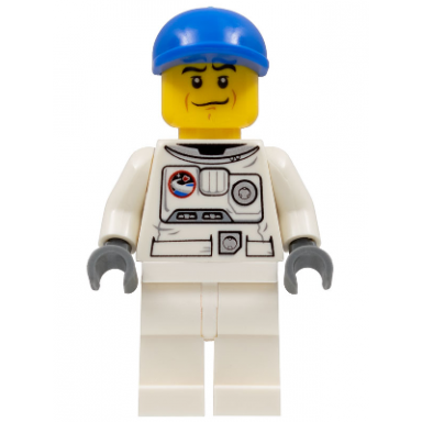 spacesuit white legs blue short bill cap black eyebrows