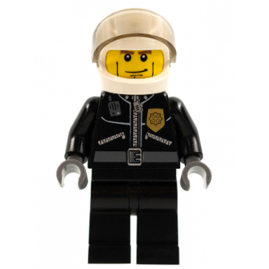 police - city leather jacket with gold badge and police on back white helmet trans-brown visor cheek lines