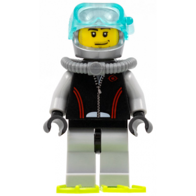 diver flippers stubble beard and moustache and sideburns scuba tank