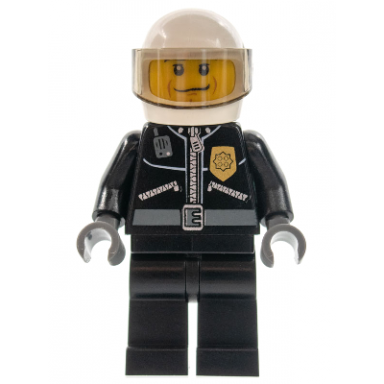 police - city leather jacket with gold badge white helmet trans-brown visor black eyebrows