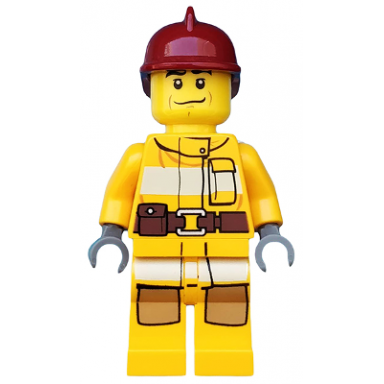 fire - bright light orange fire suit with utility belt dark red fire helmet