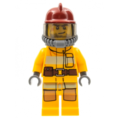 fire - bright light orange fire suit with utility belt dark red fire helmet yellow air tanks