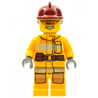 fire - bright light orange fire suit with utility belt dark red fire helmet orange sunglasses