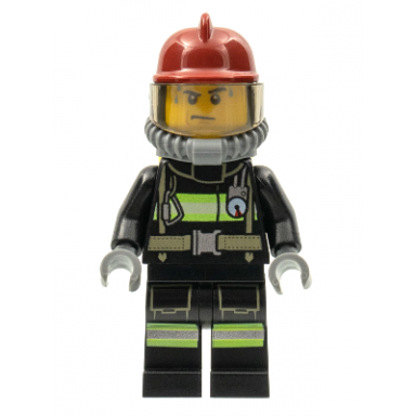 fire - reflective stripes with utility belt dark red fire helmet yellow air tanks sweat drops