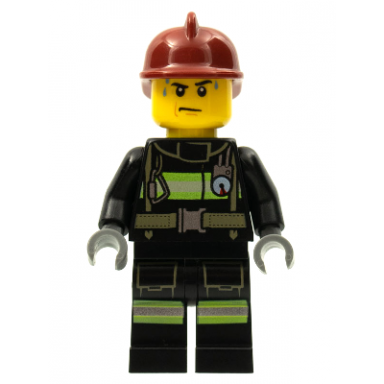 fire - reflective stripes with utility belt dark red fire helmet sweat drops