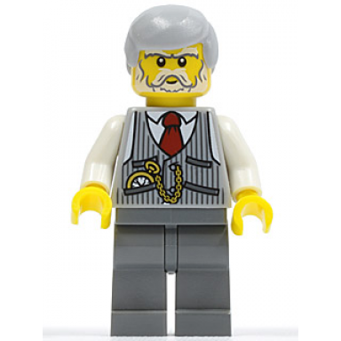pinstripe vest red tie and pocket watch dark bluish gray legs light bluish gray male hair