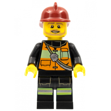 fire - reflective stripes with pockets and shoulder strap dark red fire helmet beard light brown angular