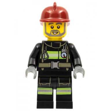 fire - reflective stripes with utility belt dark red fire helmet gray beard