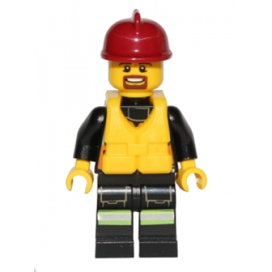 fire - reflective stripe vest with pockets and shoulder strap dark red fire helmet life jacket center buckle