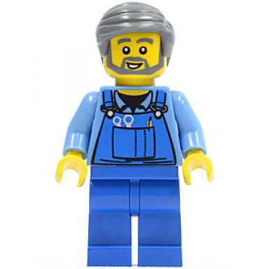 overalls with tools in pocket dark bluish gray smooth hair