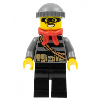 police - city burglar dark bluish gray knit cap red bandana mask