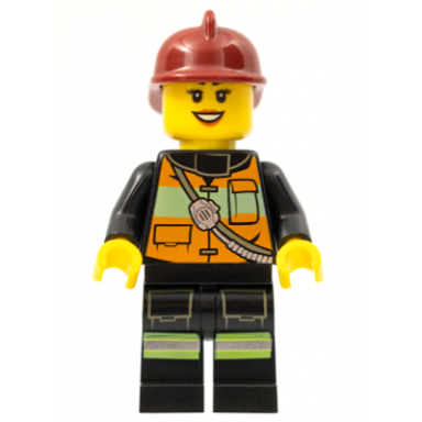 fire - reflective stripe vest with pockets and shoulder strap dark red fire helmet black eyebrows
