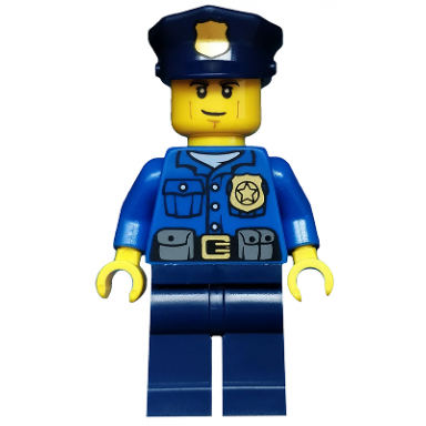 police - city officer gold badge police hat cheek lines