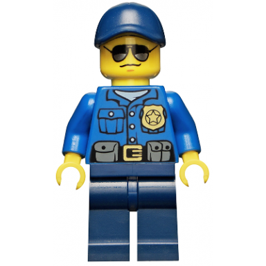 police - city officer gold badge dark blue cap with hole sunglasses