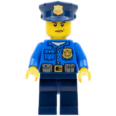 police - city officer gold badge police hat scowl