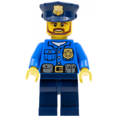 police - city officer gold badge police hat beard