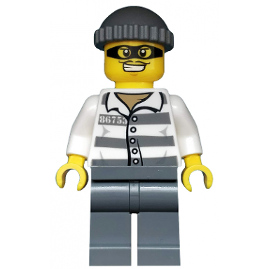 police - jail prisoner 86753 prison stripes dark bluish gray knit cap mask