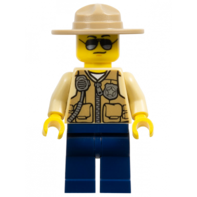swamp police - officer vest dark tan hat sunglasses