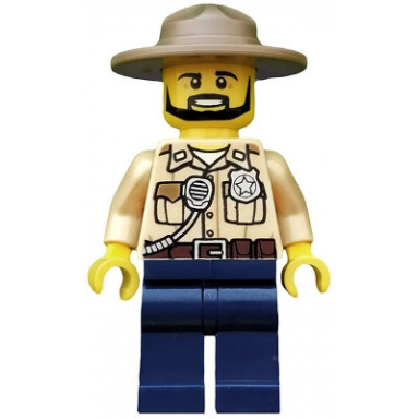 swamp police - officer shirt dark tan hat black beard