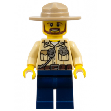 swamp police - officer shirt dark tan hat brown beard