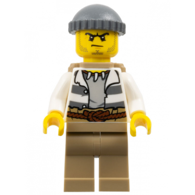 swamp police - crook male with dark bluish gray knit cap and backpack